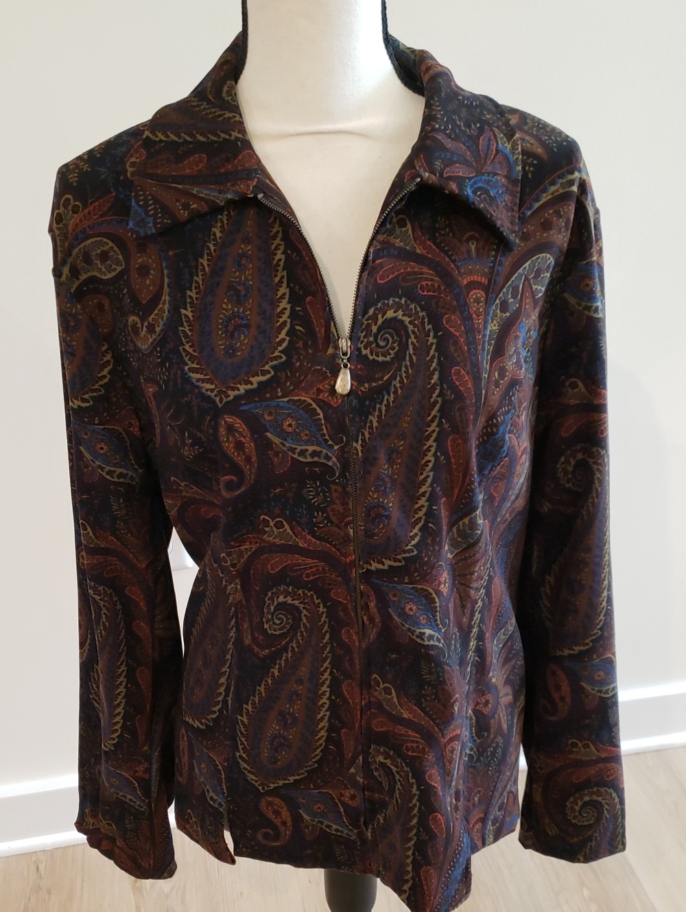 Notations Vintage Paisley Zip-Front Jacket in Brown & Fall Colors